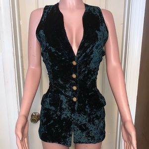 Vintage Velvet/Cheetah Lace up Vest